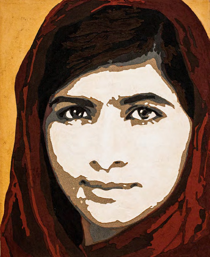 Malala Yousafzai, fresco portrait by Fabrizio Ruggiero — 